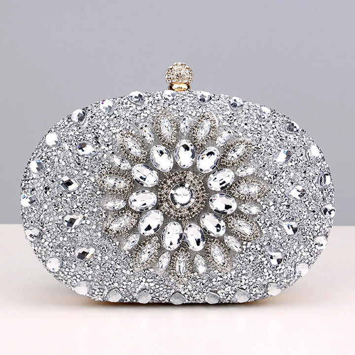 Flower Rhinestones Evening Bags Metal Prom Clutch
