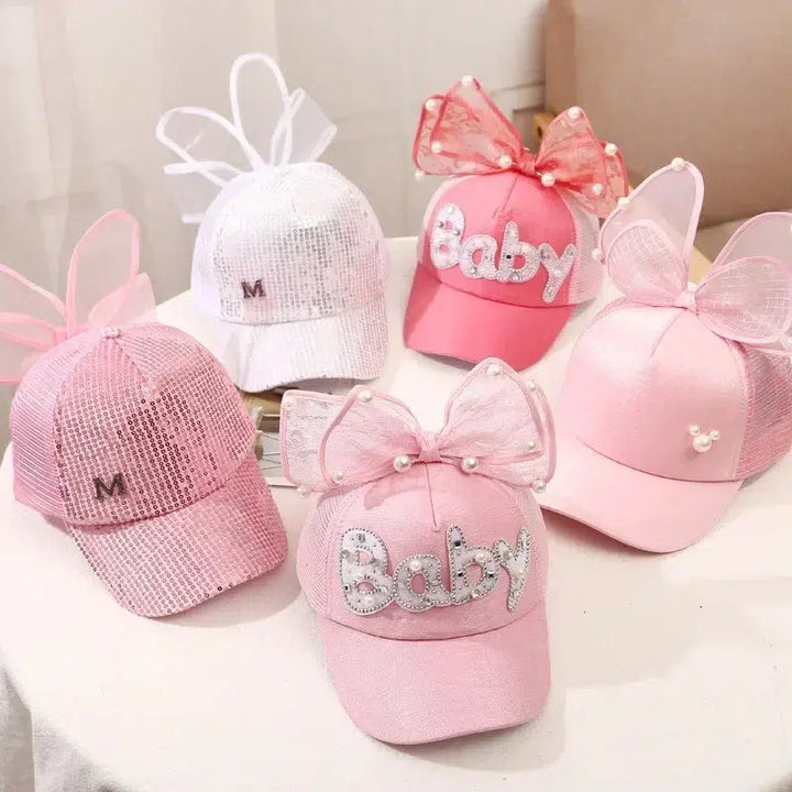 Childrens Big Bow Cartoon Baseball Caps