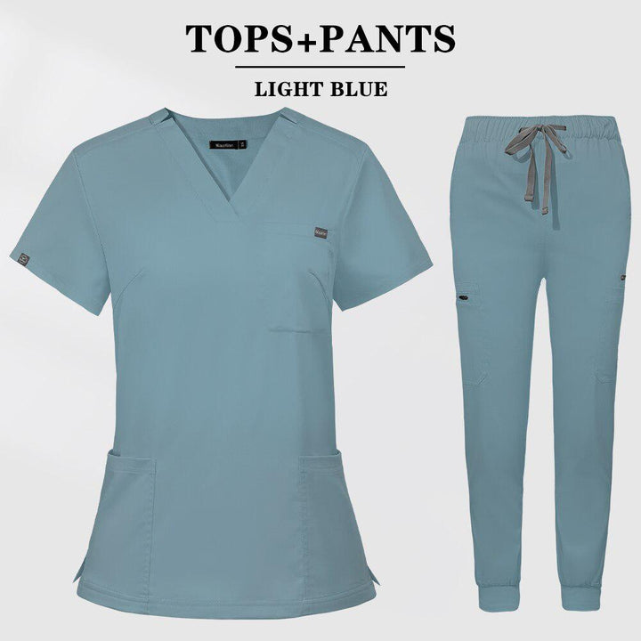 Multicolor Scrubs Short Sleeve Tops+Pants Nursing Uniform-Scrubs-Bennys Beauty World