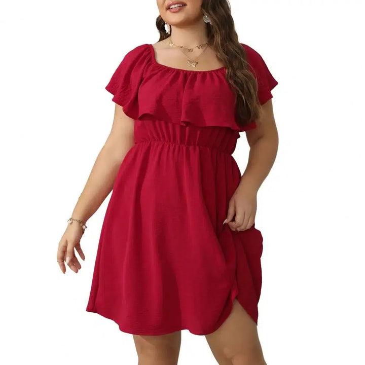 Women Dresses Summer Short Sleeve Ruffle Dress-Dresses-Bennys Beauty World