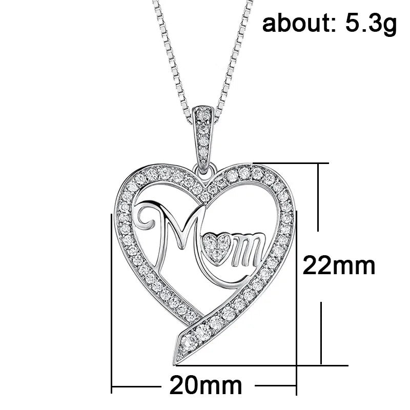 Huitan Love Necklace for Mom Silver Color Fancy Box Chain Mother&#39;s Day Birthday Gift Luxury Trendy Women Necklace Jewelry Bulk-Arlik interiors