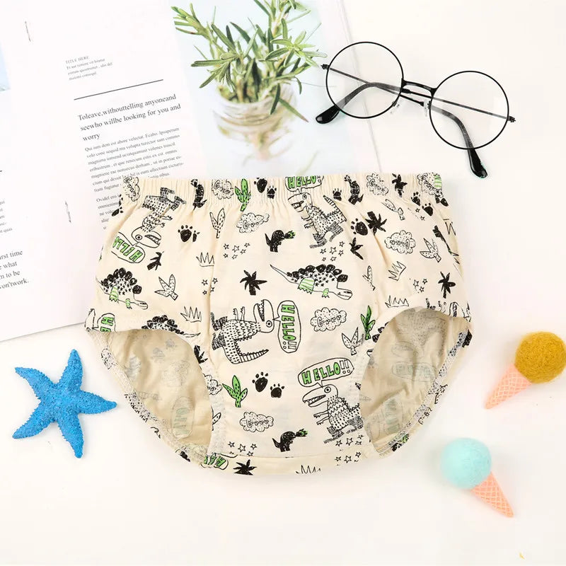 Boys Cotton Cartoon Briefs Multipack | Dinosaur &amp; Truck Print