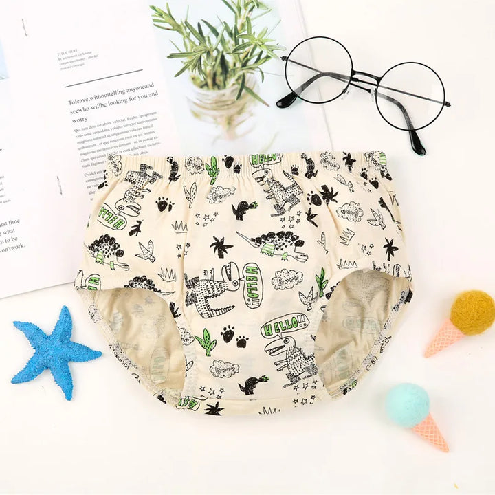 Boys Cotton Cartoon Briefs Multipack | Dinosaur &amp; Truck Print