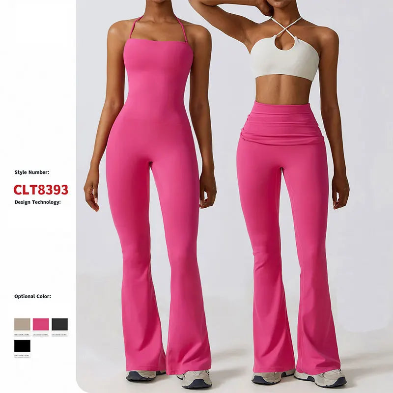 Women's Fitness Flare Pants One Piece Yoga Suit