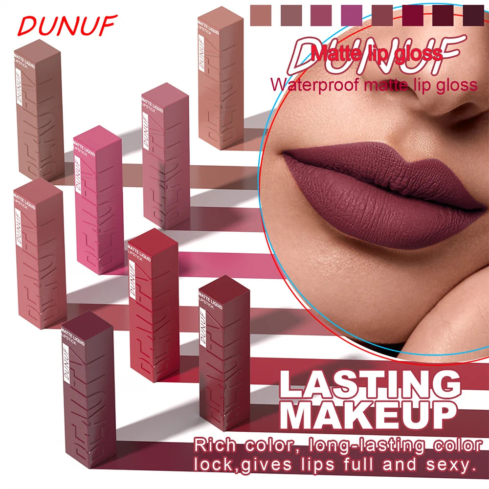DUNUF Matte Velvet Lipstick – Long-Lasting, Waterproof &amp; Non-Transfer