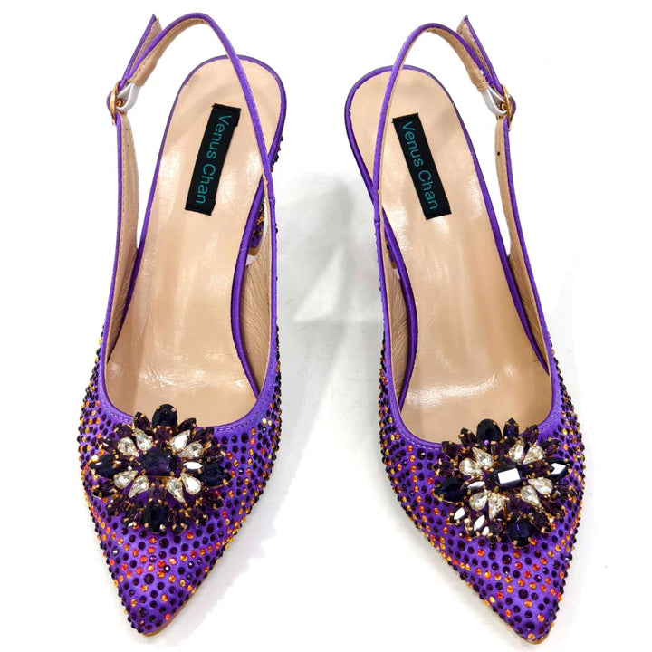 Ladies Italian Design Shoes And Bag Set Decorated with Rhinestone