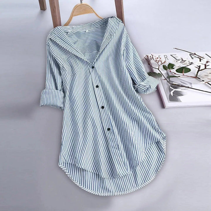 Women'S Clothing Sales Women'S Spring/Summer Striped Long Sleeved Blouse With Lower Breathable Elastic Women'S Bottom Shirt топ-Bennys Beauty World