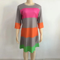 Women's Printed Color Striped Casual Dress-Dresses-Bennys Beauty World
