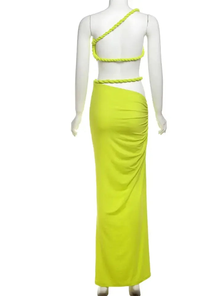 Women's 2-Piece Top & Ruched Skirt | Summer Irregular Elegant Outfit-Outfit Set-Bennys Beauty World