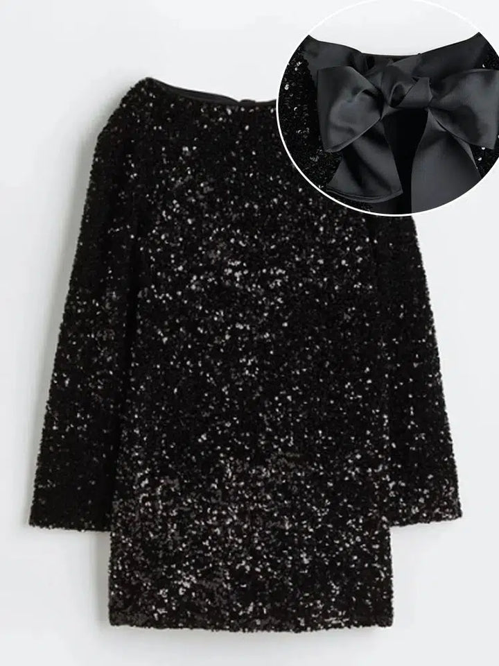 Elegant Bowknot Sequin Party Dress For Women-Dress-Bennys Beauty World