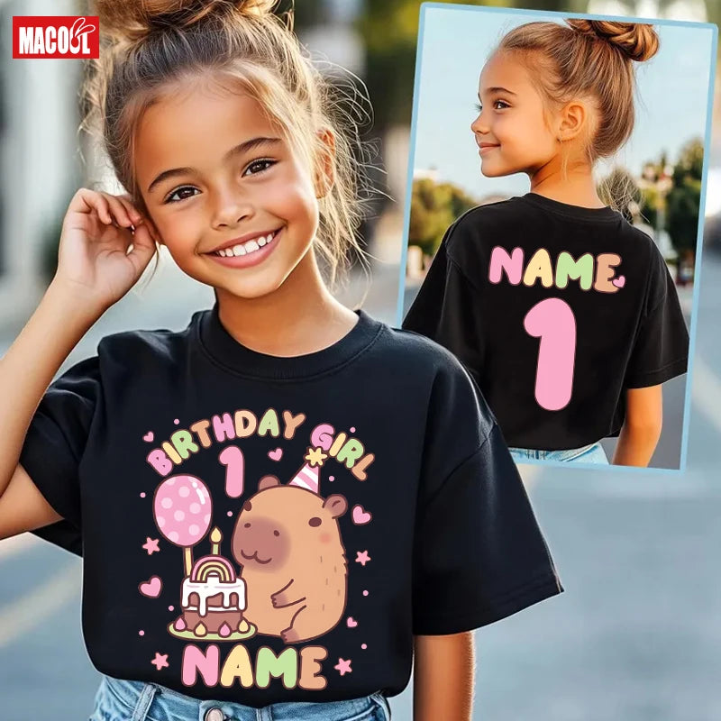 Girls Birthday T-Shirt | Personalized Name &amp; Age | Kids &amp; Adult Sizes