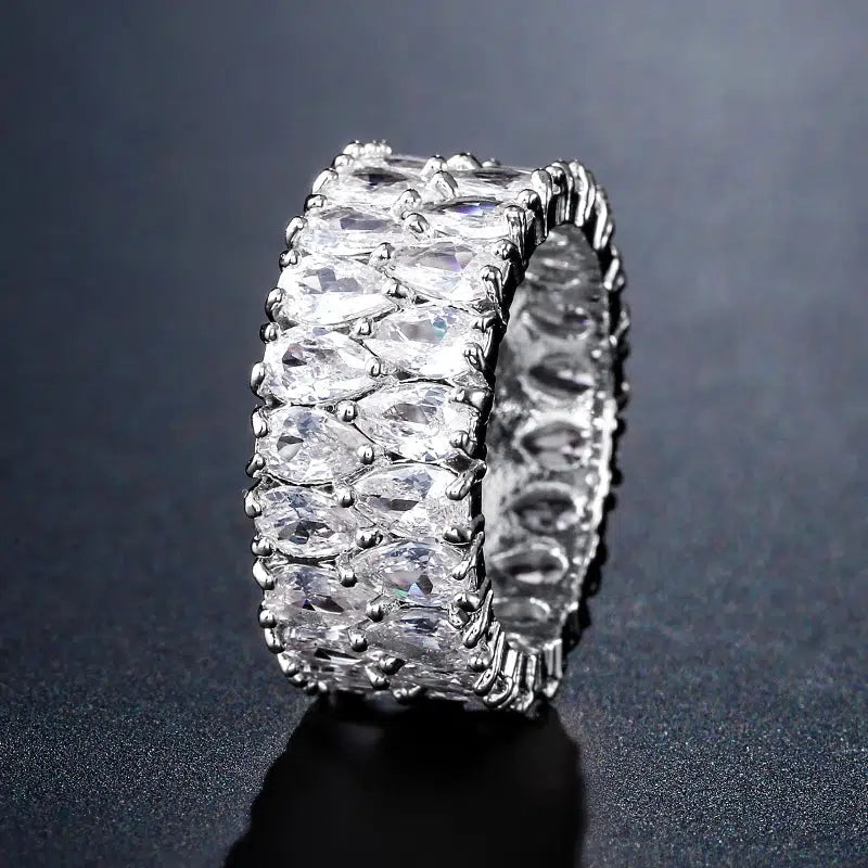 Crystal Zircon Ring Fashion Wedding Band Rings for Women-Ring-Bennys Beauty World