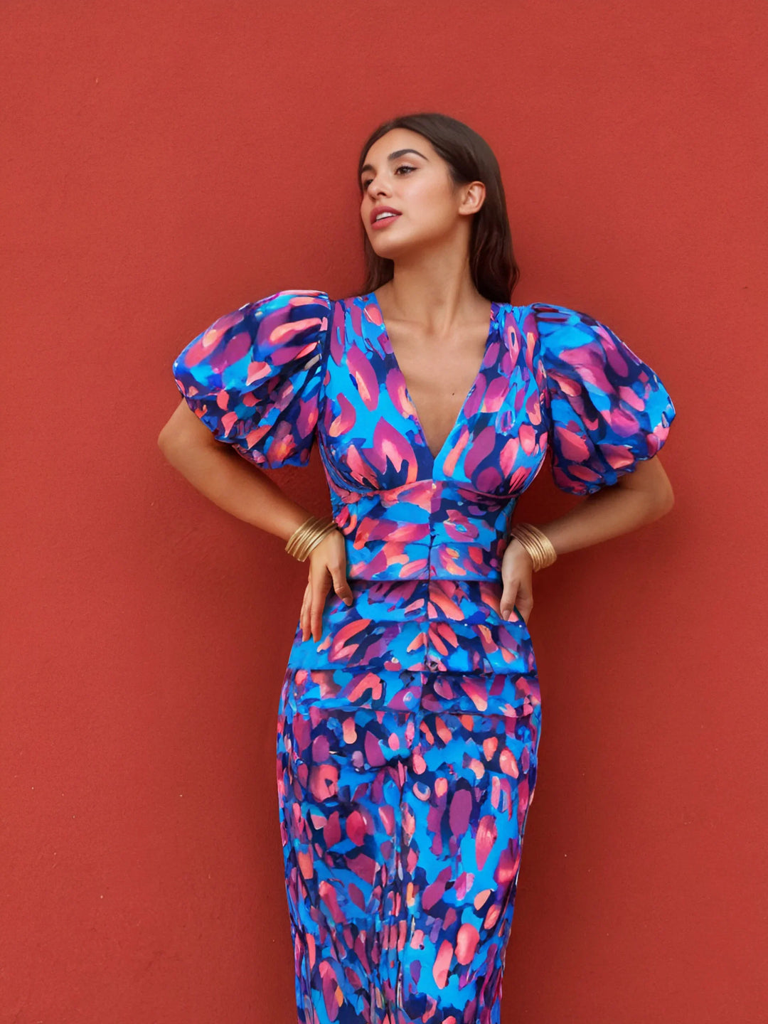 Elegent Deep V Neck Long Dresses For Women-Dresses-Bennys Beauty World