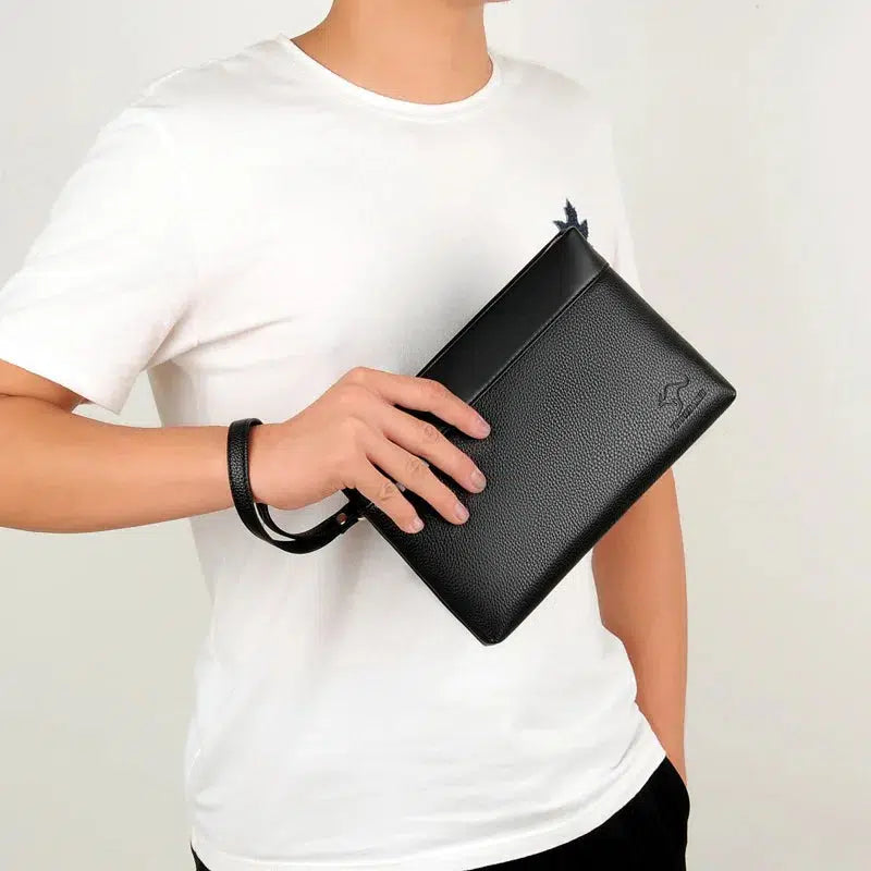 Clutch Bag Large Capacity Mens Handbag Leather Wallet-bag-Bennys Beauty World
