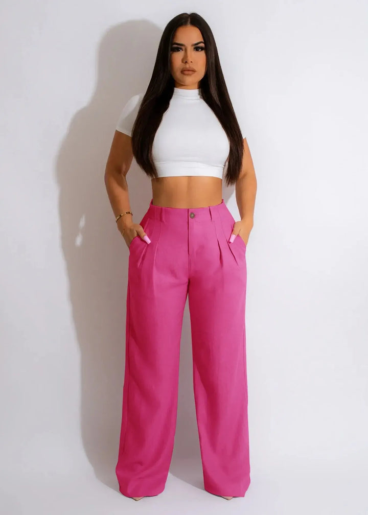 Women's High Waist Cotton Linen Wide Leg Trousers-Bennys Beauty World