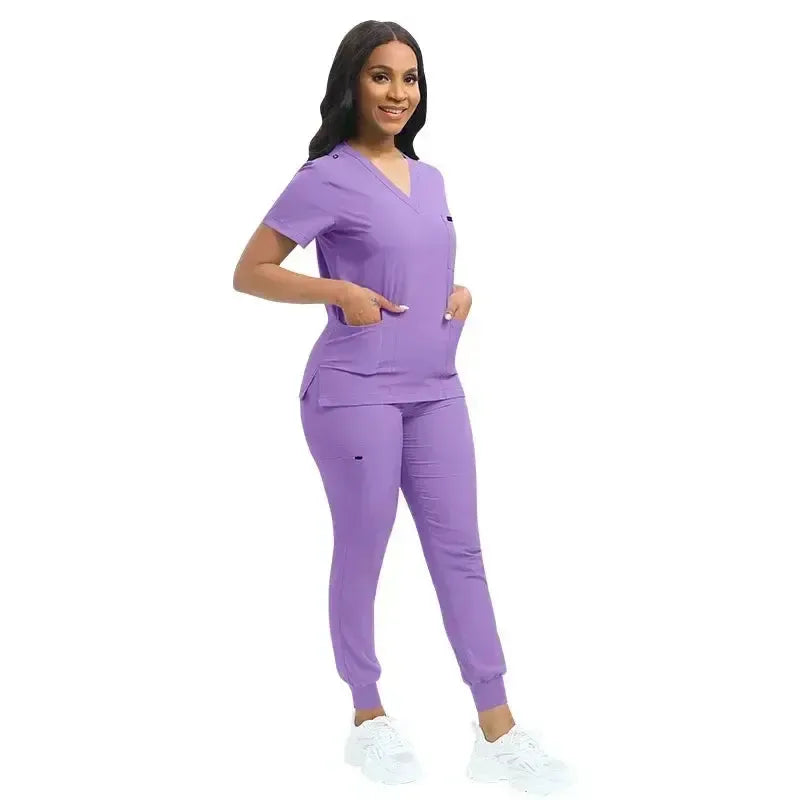 Multicolor Unisex Short Sleeve Medical Scrubs Set – Breathable V-Neck Uniforms-Scrubs-Bennys Beauty World