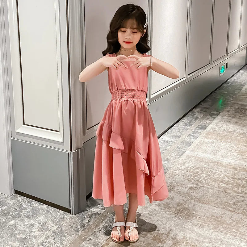 Girls Chiffon Flounce Sleeveless Party Dress | Ages 3–12