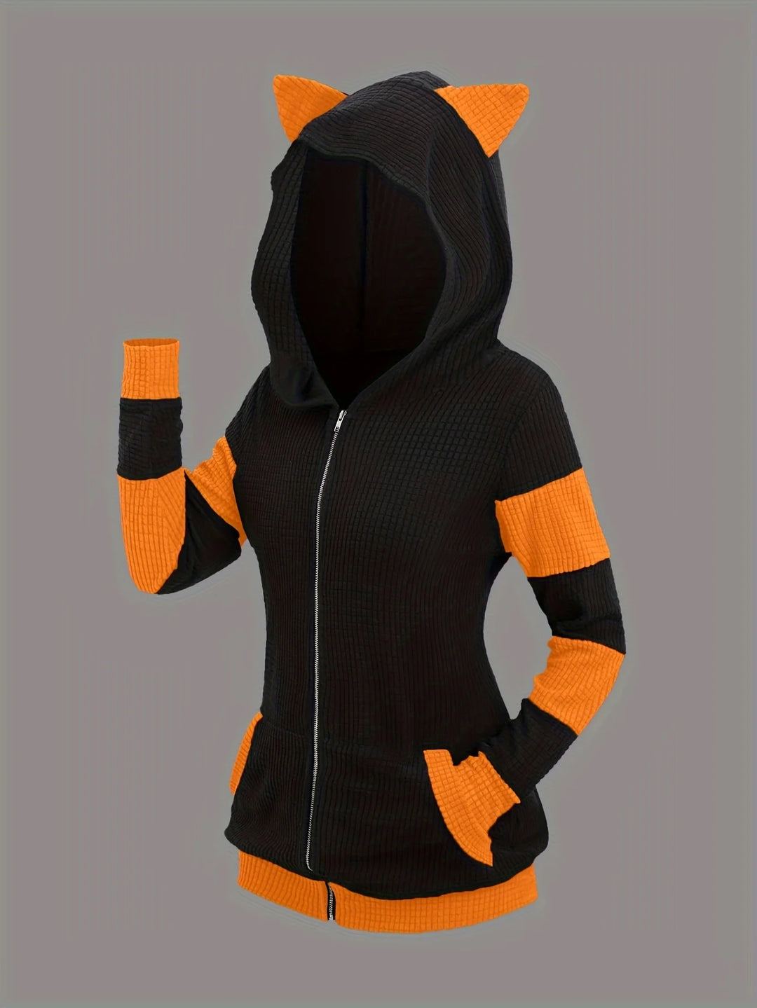 Women’s Cute Cat Ear Hooded Zip-Up Sweater Coat