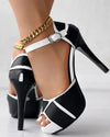 Womens Colorblock Peep Toe Sandals-Shoes-Bennys Beauty World
