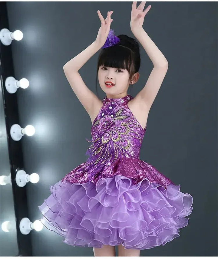 Girls Sequined Tutu Dance Dress – Princess Performance Costume for Kids - Bennys Beauty World