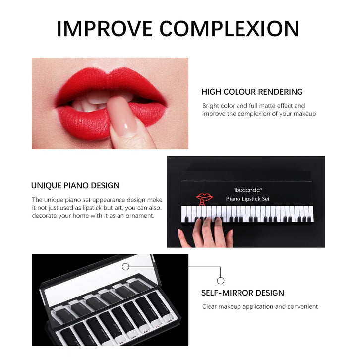 8Pcs/Set Velvet Matte Lipstick Set Long-Lasting Waterproof Piano Lipstick