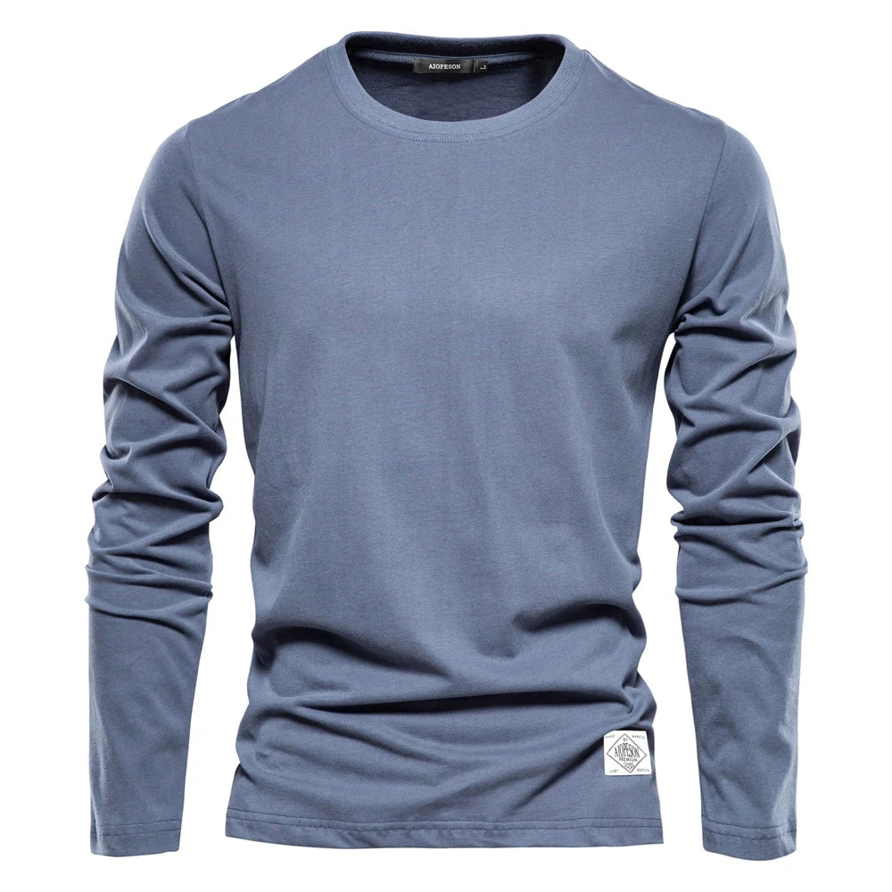 Cotton Long Sleeve T Shirt For Men Solid Spring Casual Mens T-shirts