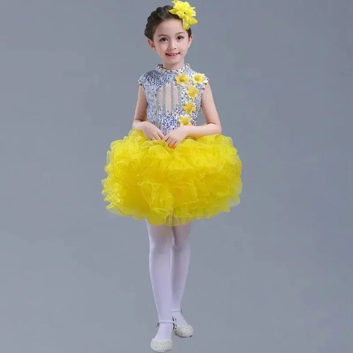 Girls Sequined Tutu Dance Dress – Princess Performance Costume for Kids - Bennys Beauty World