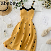 Knitted Contrast Colour Summer Mini Dress-Dress-Bennys Beauty World