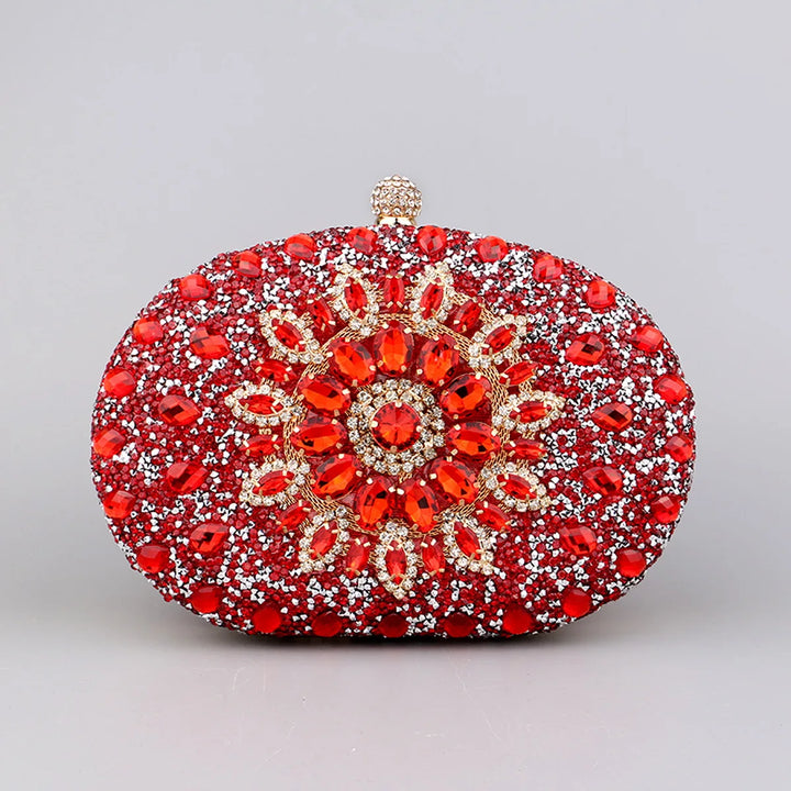 Flower Rhinestones Evening Bags Metal Prom Clutch