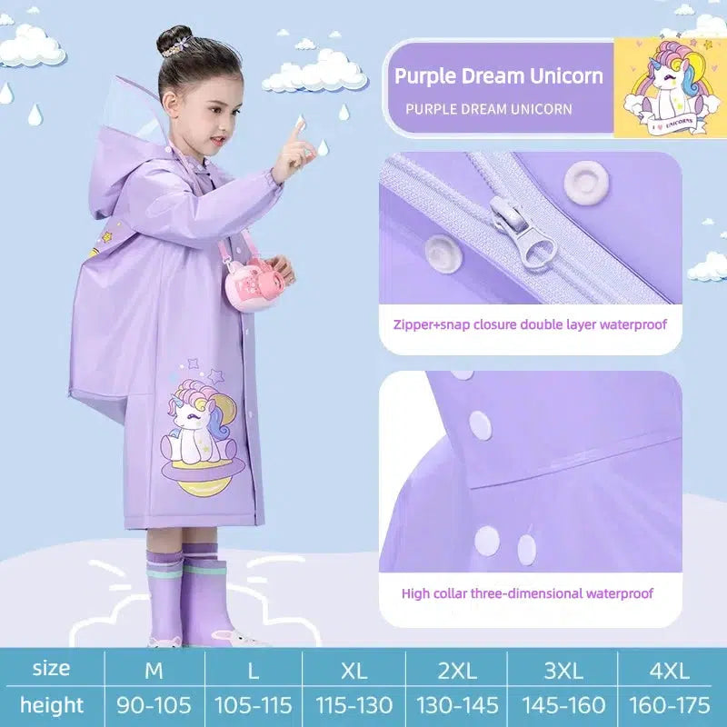 Kids Raincoat Wateproof Childrens Dinosaur Rain Coat-kids clothing-Bennys Beauty World