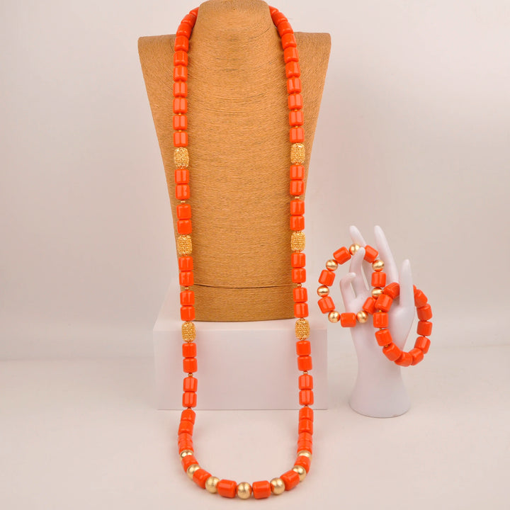 White Artificial Coral Bead Necklace African Jewelry Sets for Women