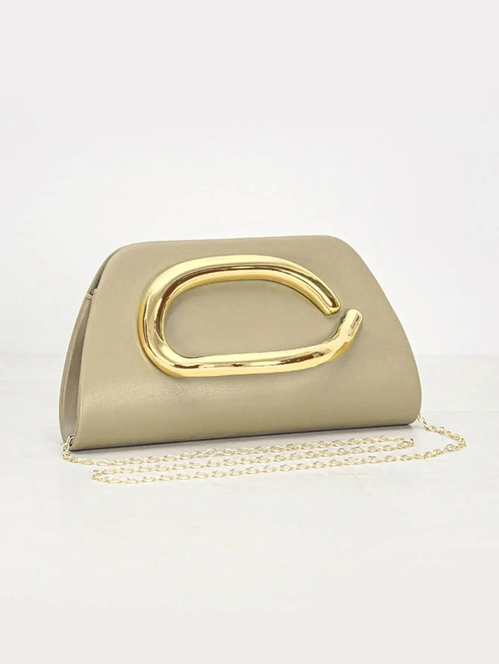 Gold Metal Buckle Box Clutch Fashion Women&