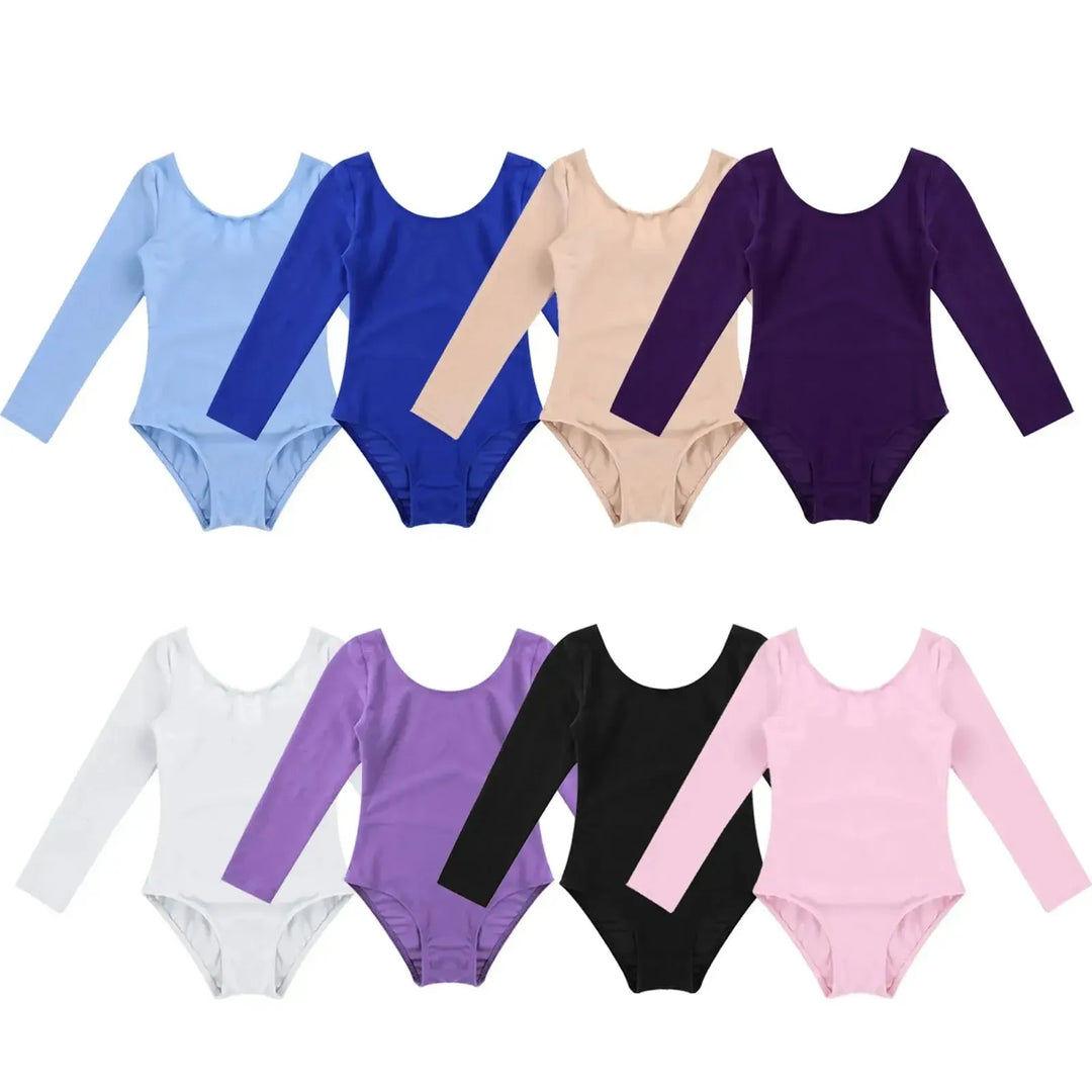 Girls Long Sleeve Ballet Leotard – Kids Dance Costume & Gymnastics Bodysuit-Bennys Beauty World