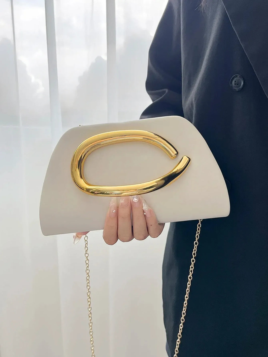 Gold Metal Buckle Box Clutch Fashion Women's Evening Bag Party Banquet Chain Crossbody Bag Luxury Designer Shoulder Bag Wallet-Bennys Beauty World