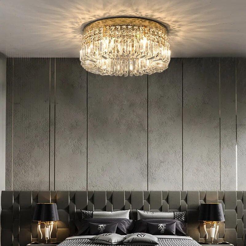 Minimalist Crystal Glass Round Ceiling Chandelier-Light Fixtures-Arlik interiors