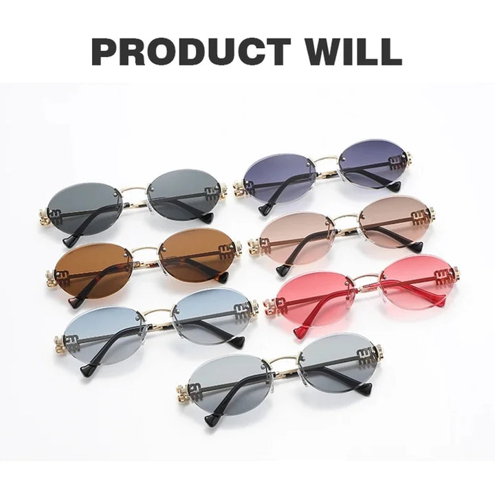 Oval Rimless Sunglasses | UV400 Anti-Glare Unisex Eyewear