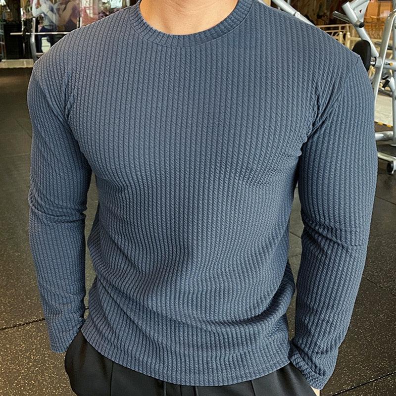 Men Fashion body-building Long Sleeve T-shirts-T-shirt-Bennys Beauty World