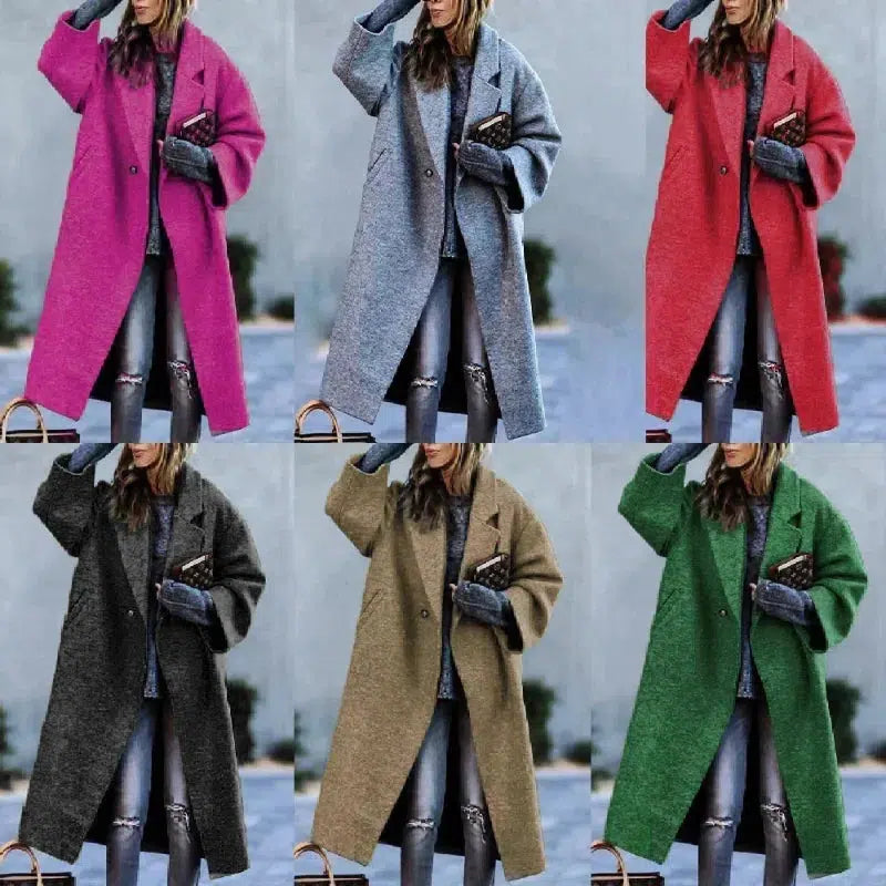 Women's Long Woolen Coat Ladies Loose-fitting Coat