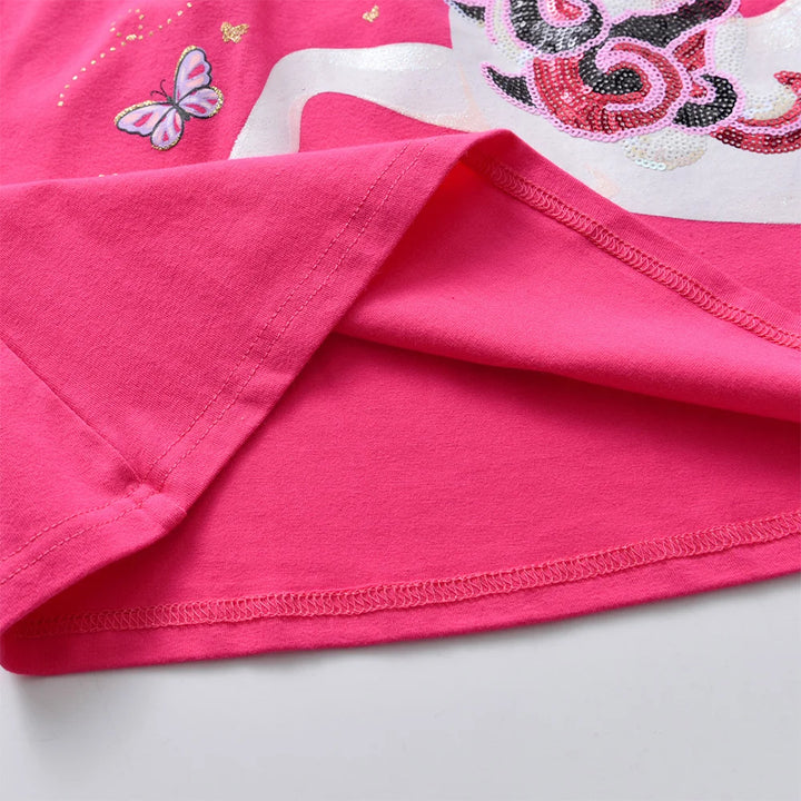 Girls Flare Sleeve Summer Dress with Butterfly Appliqué