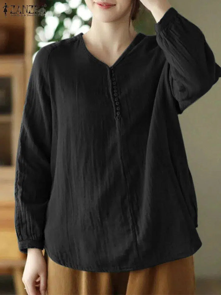 Fashion Long Sleeve Tunic Tops Blouse For Woman-Tops-Bennys Beauty World