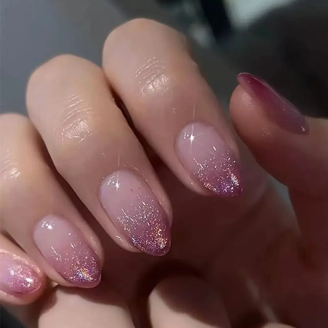 Almond Press-On Nails – 24 Pcs Flower Pattern False Nails | Bennys Beauty World-Nails-Bennys Beauty World