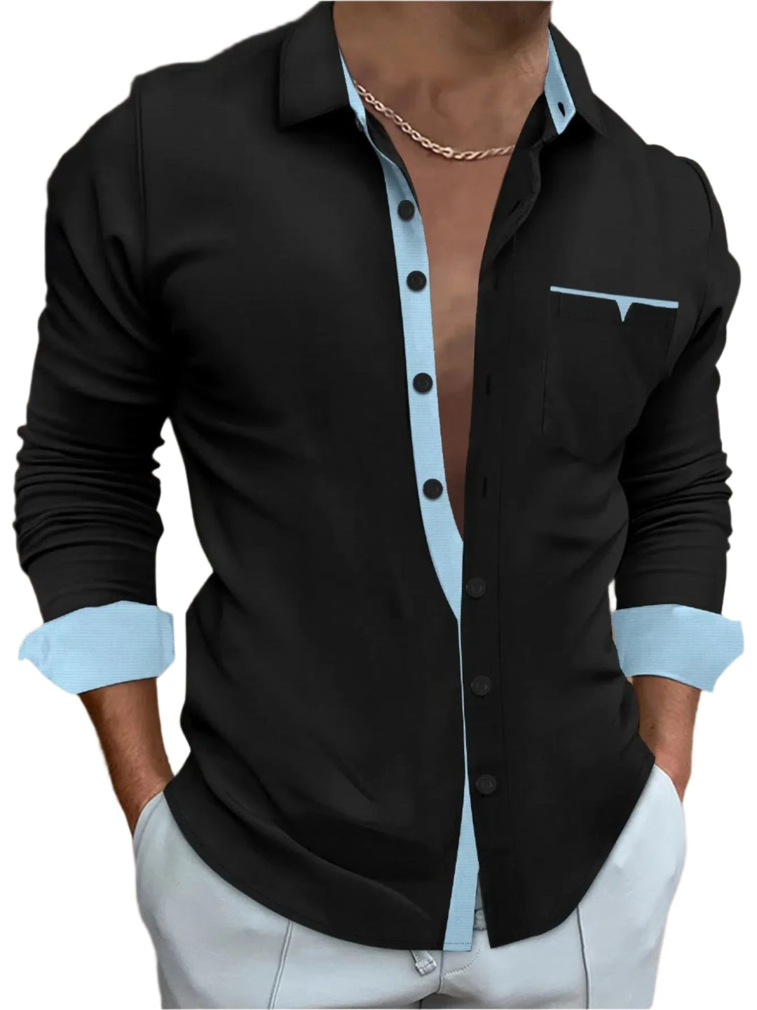 Men's Spring Casual Cotton Long-Sleeved Shirts-Shirts-Bennys Beauty World