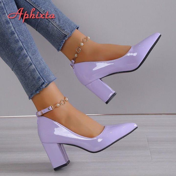 Luxury 7cm Chunky Heels Pumps Women Shoes-Shoe-Bennys Beauty World