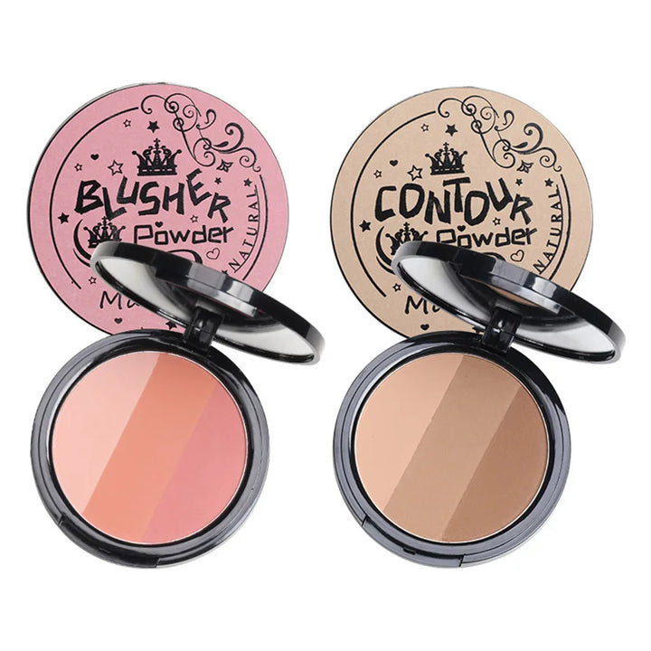 Three-colour Blush Palette, Delicate, Long-lasting