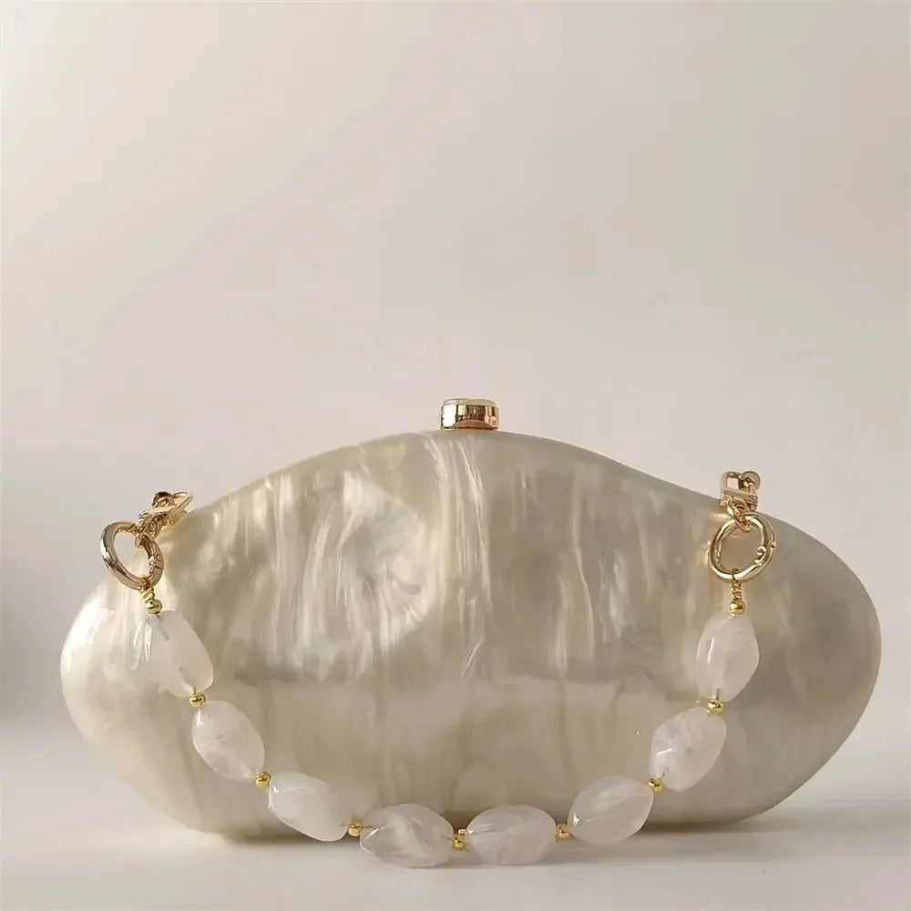 Acrylic Shell Evening Bag – Luxury Handmade Clutch Purse with Chain Strap for Women-Bag-Bennys Beauty World