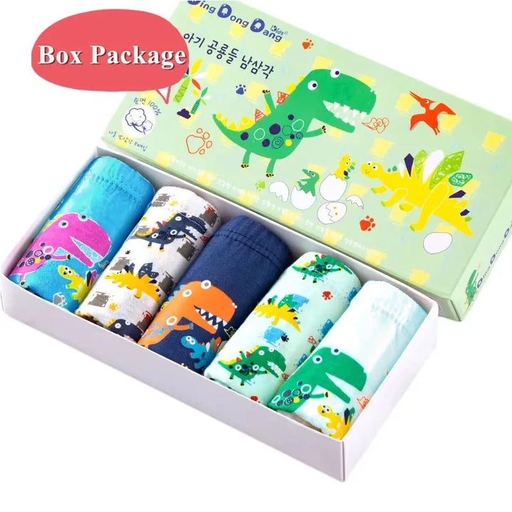 Boys Cotton Cartoon Briefs Multipack | Dinosaur &amp; Truck Print