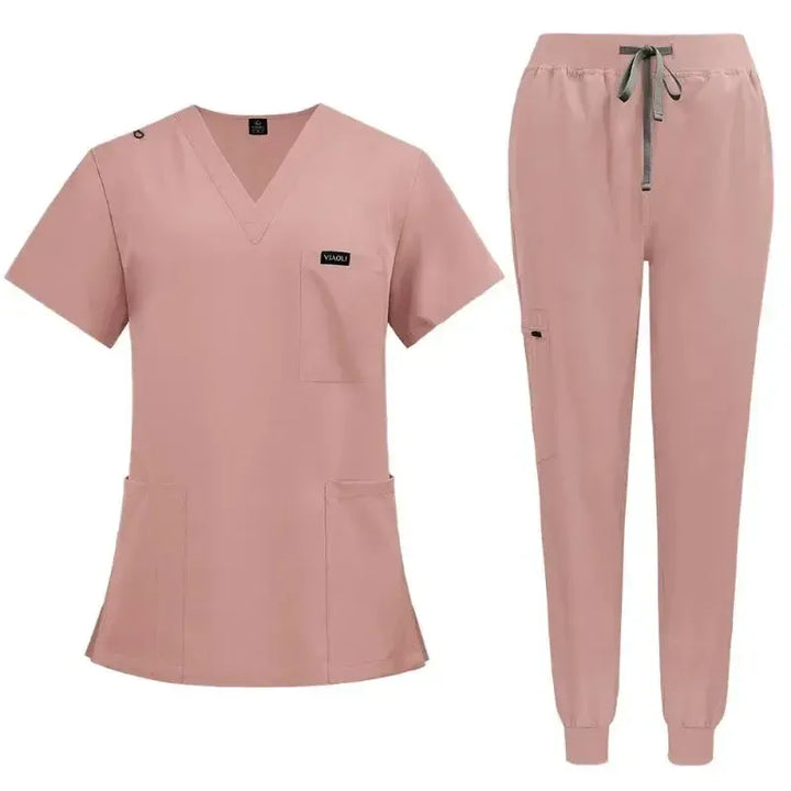 Women's Medical Scrub Set – V-Neck Clinical Uniform with Pockets-Scrubs-Bennys Beauty World