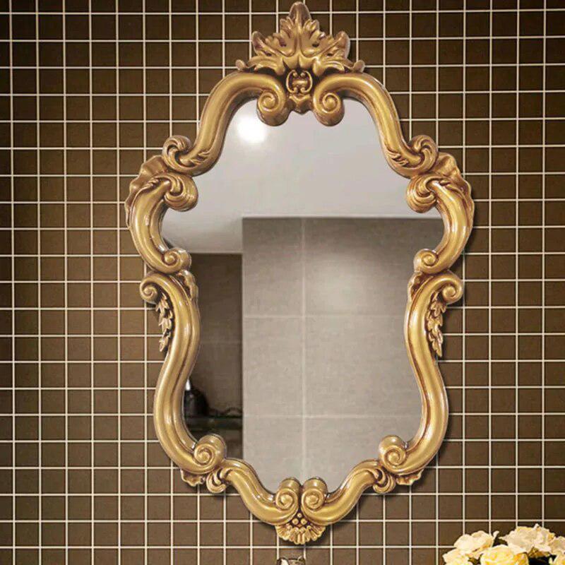 Large Mirror Wall Hanging 3d Decorative Home Vintage Makeup Indian Gold Mirror Irregular Shape Lace Lusterko Indoor Decor-Arlik interiors