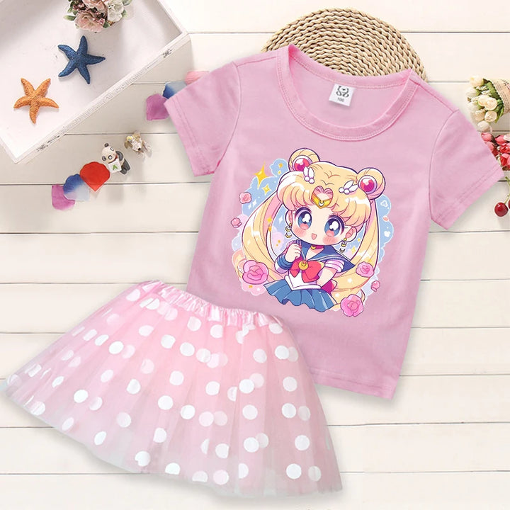 Summer Kids Girls Clothes Little Pony T-Shirt+Tutu Skirt 2pcs Clothing Sets