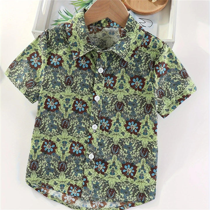 Boys Colorful Splash Ink Print Short Sleeve Shirt | Kids Casual Summer Top